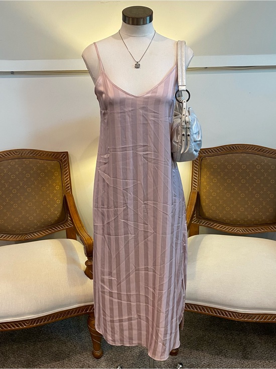 Danskin Dresses & Skirts - Pink Mauve Striped Satin Slip Dress, Small